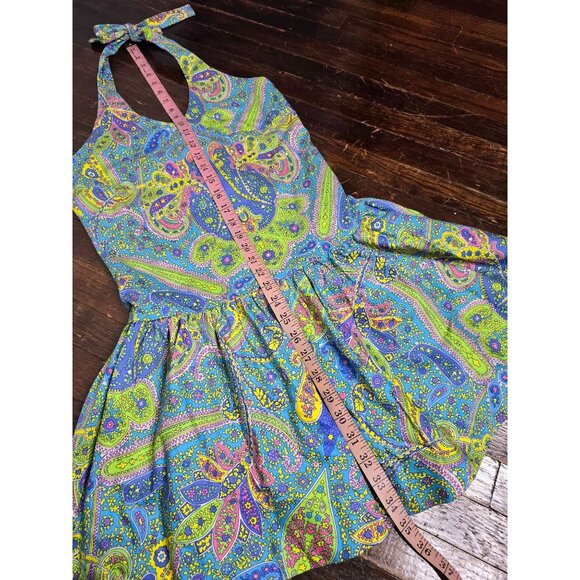 NWT Ralph Lauren Y2K Girls size 16 Blue Paisley Halter Dress - Picture 9 of 14